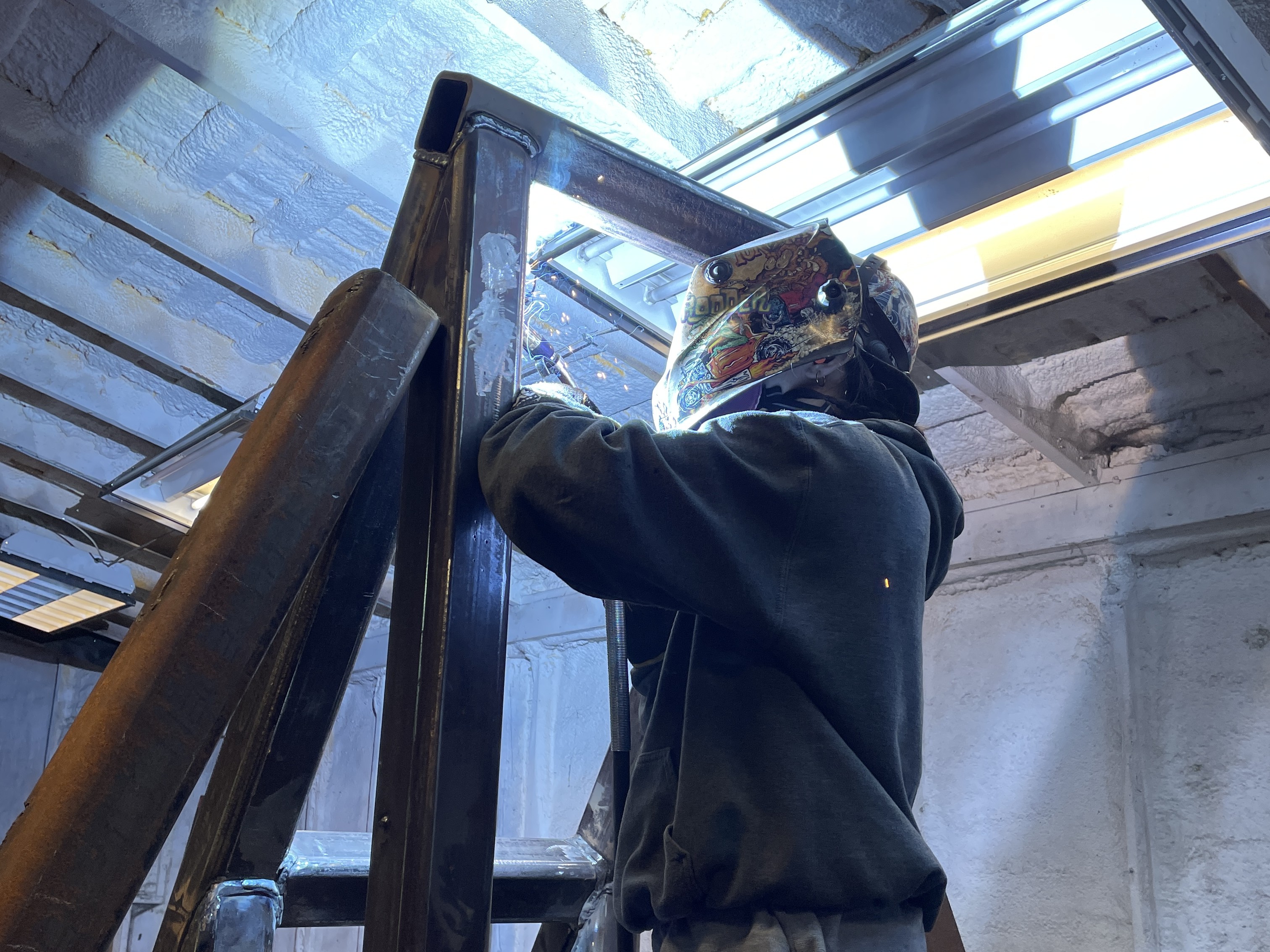 Welding structural frame on trailer